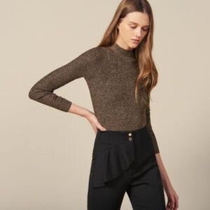 Sandro Lurex Ribbed Knit Sweater